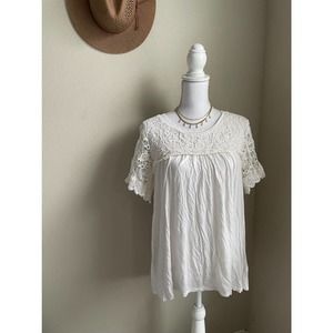 Knox Rose cream lace detail blouse | size XL